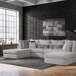 Moda Home Behold 2880 5-piece modular sectional sofa in neutral fabric, configurable layout