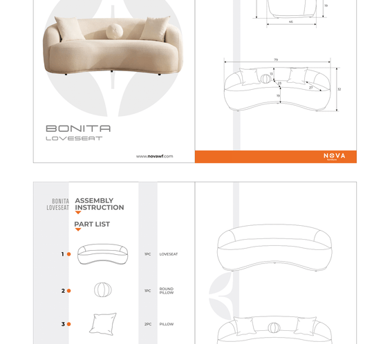 Bonita Ivory Boucle Loveseat