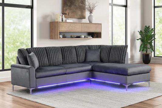 Candy Charcoal Reversible Sectional with LED lights – Moda Home Furniture

