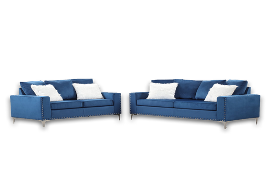 Cinderella Neo Blue Velvet Sofa & Loveseat