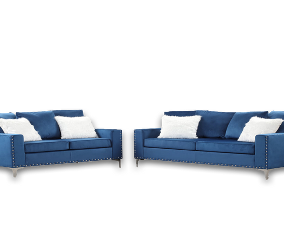 Cinderella Neo Blue Velvet Sofa & Loveseat