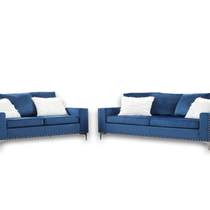 Cinderella Neo Blue Velvet Sofa & Loveseat