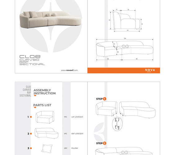 Cloe Ivory Boucle Curved 134