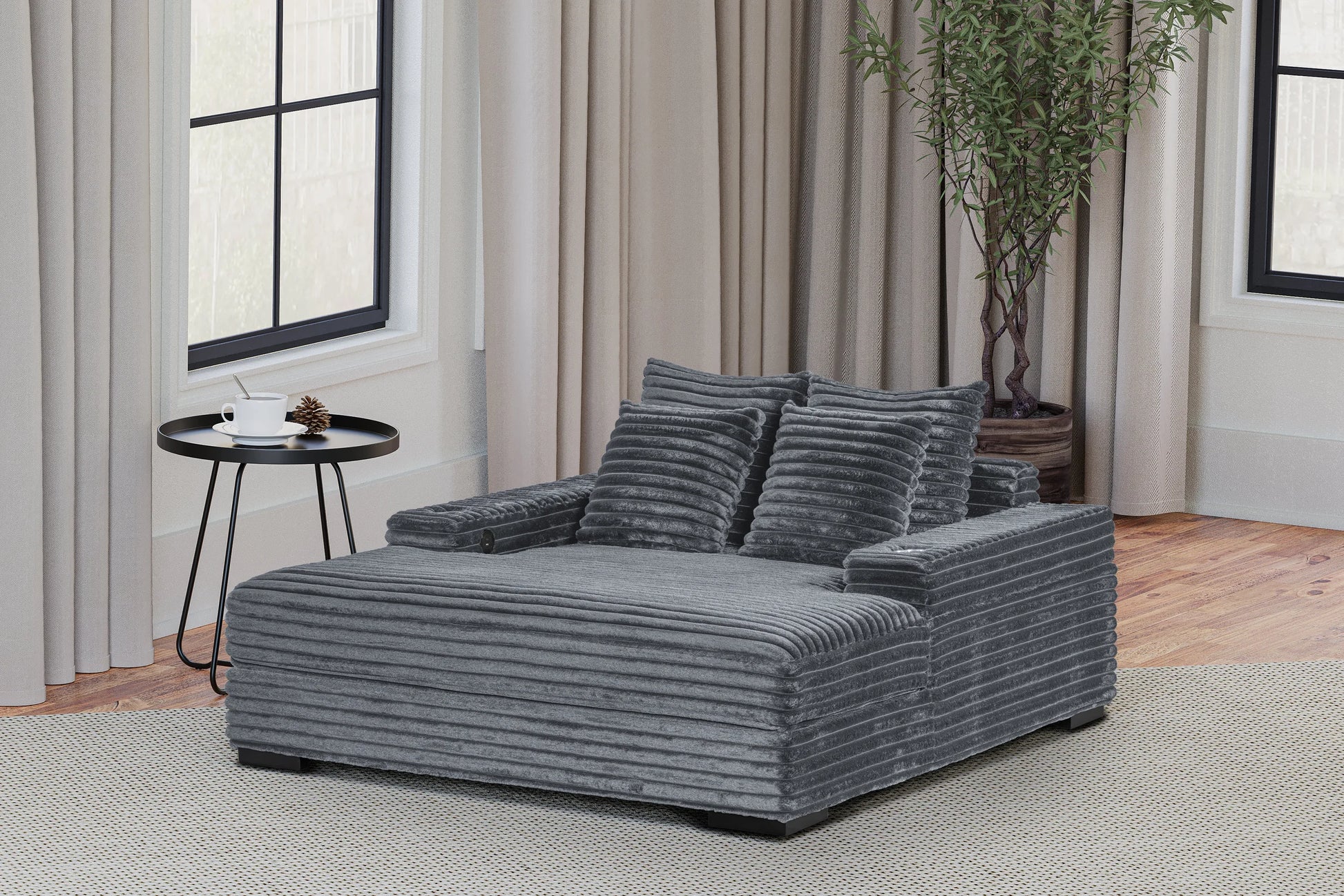 Happy Homes 3800 charcoal chaise lounge by Moda Home Furniture