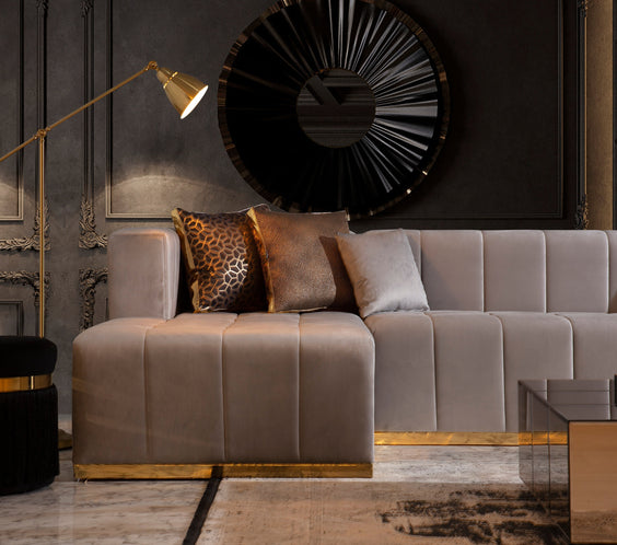Elisha Gray Velvet Double Chaise 140