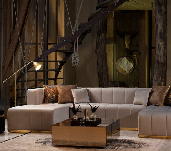 Elisha Gray Velvet Double Chaise 140
