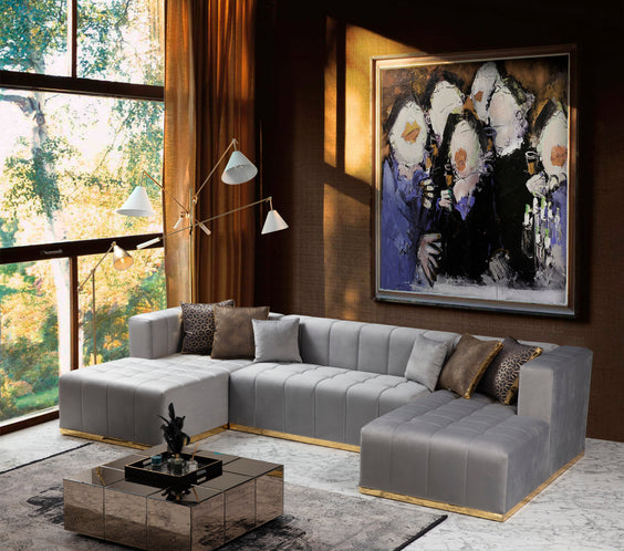 Elisha Gray Velvet Double Chaise 140
