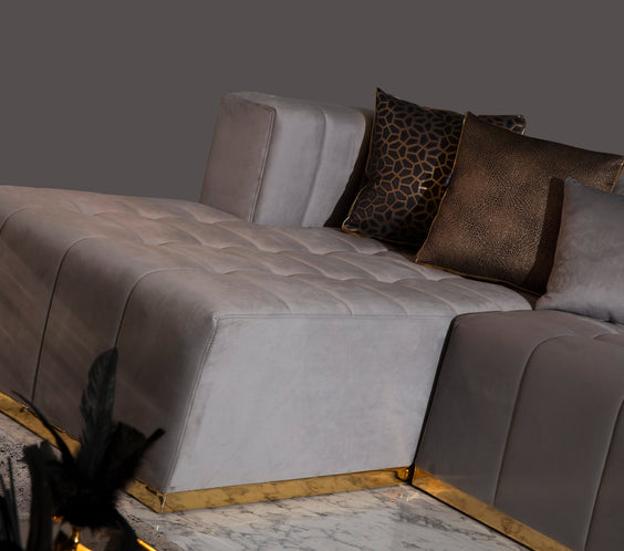 Elisha Gray Velvet Double Chaise 140