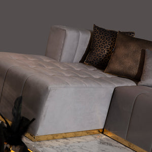 Elisha Gray Velvet Double Chaise 140