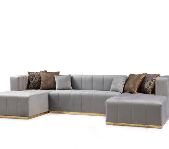 Elisha Gray Velvet Double Chaise 140