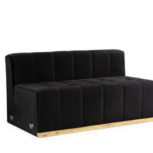 Elisha Black Velvet Double Chaise 140