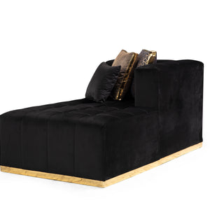 Elisha Black Velvet Double Chaise 140