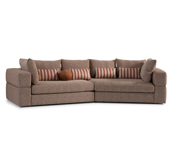 AMORA 2 Pc SECTIONAL Bonfire Eggshell Walnut
