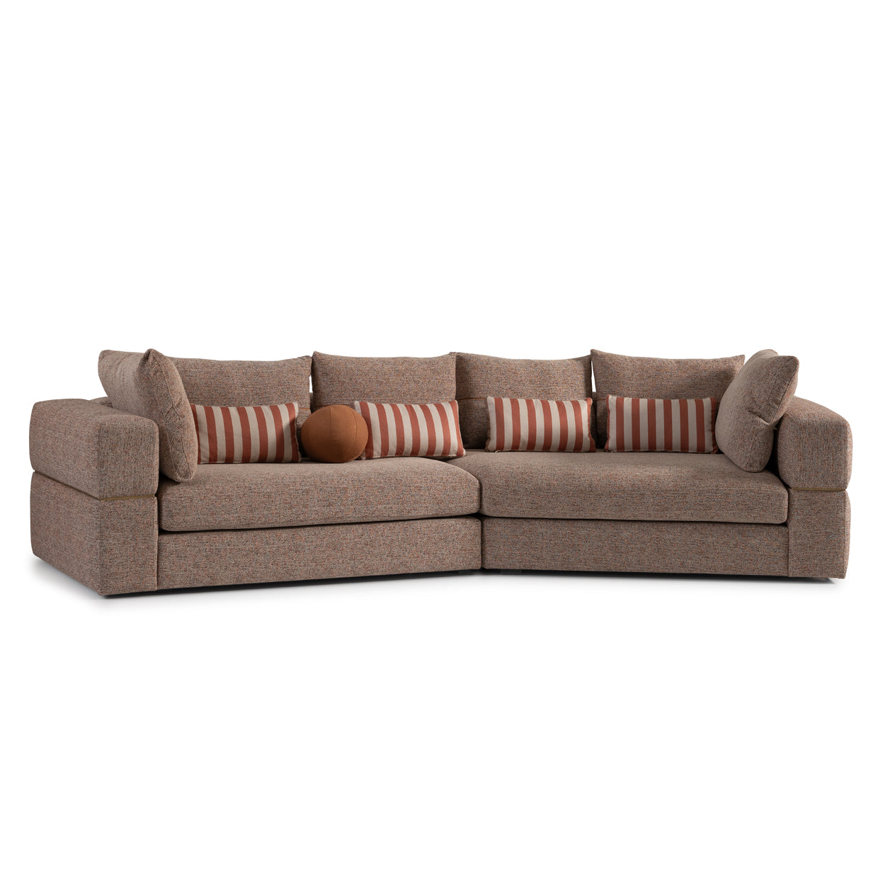 AMORA 2 Pc SECTIONAL Bonfire Eggshell Walnut