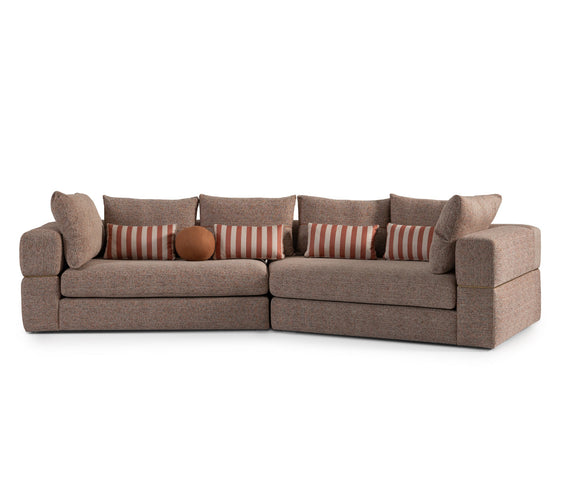 AMORA 2 Pc SECTIONAL Bonfire Eggshell Walnut