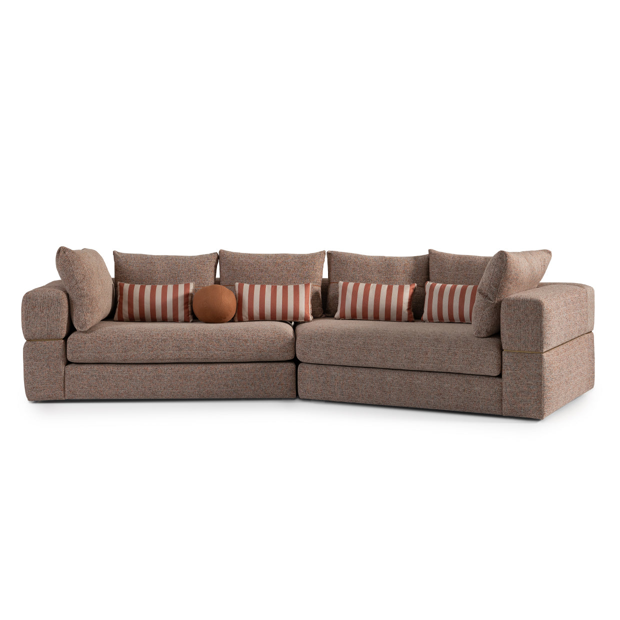 AMORA 2 Pc SECTIONAL Bonfire Eggshell Walnut