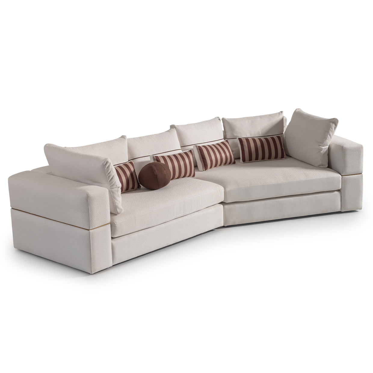 AMORA 2 Pc Sectional Oatmeal Eggshell Walnut