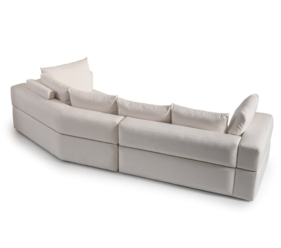 AMORA 2 Pc Sectional Oatmeal Eggshell Walnut