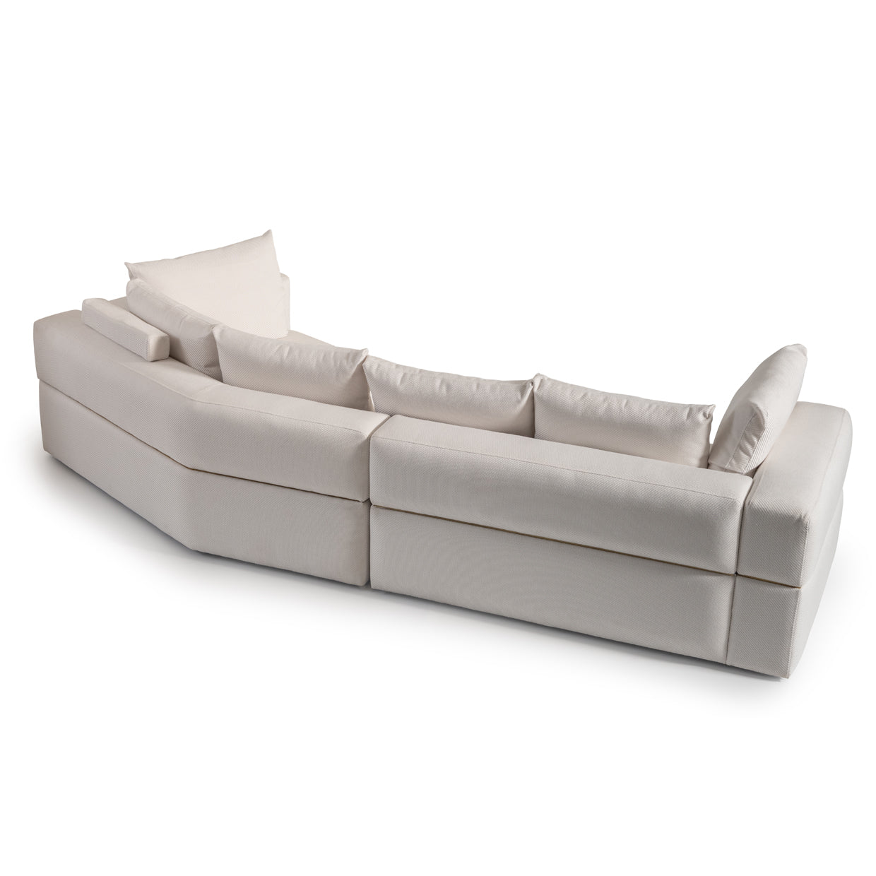 AMORA 2 Pc Sectional Oatmeal Eggshell Walnut