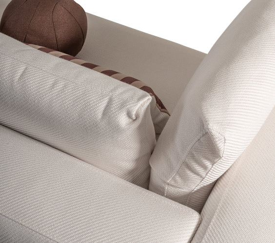 AMORA 2 Pc Sectional Oatmeal Eggshell Walnut
