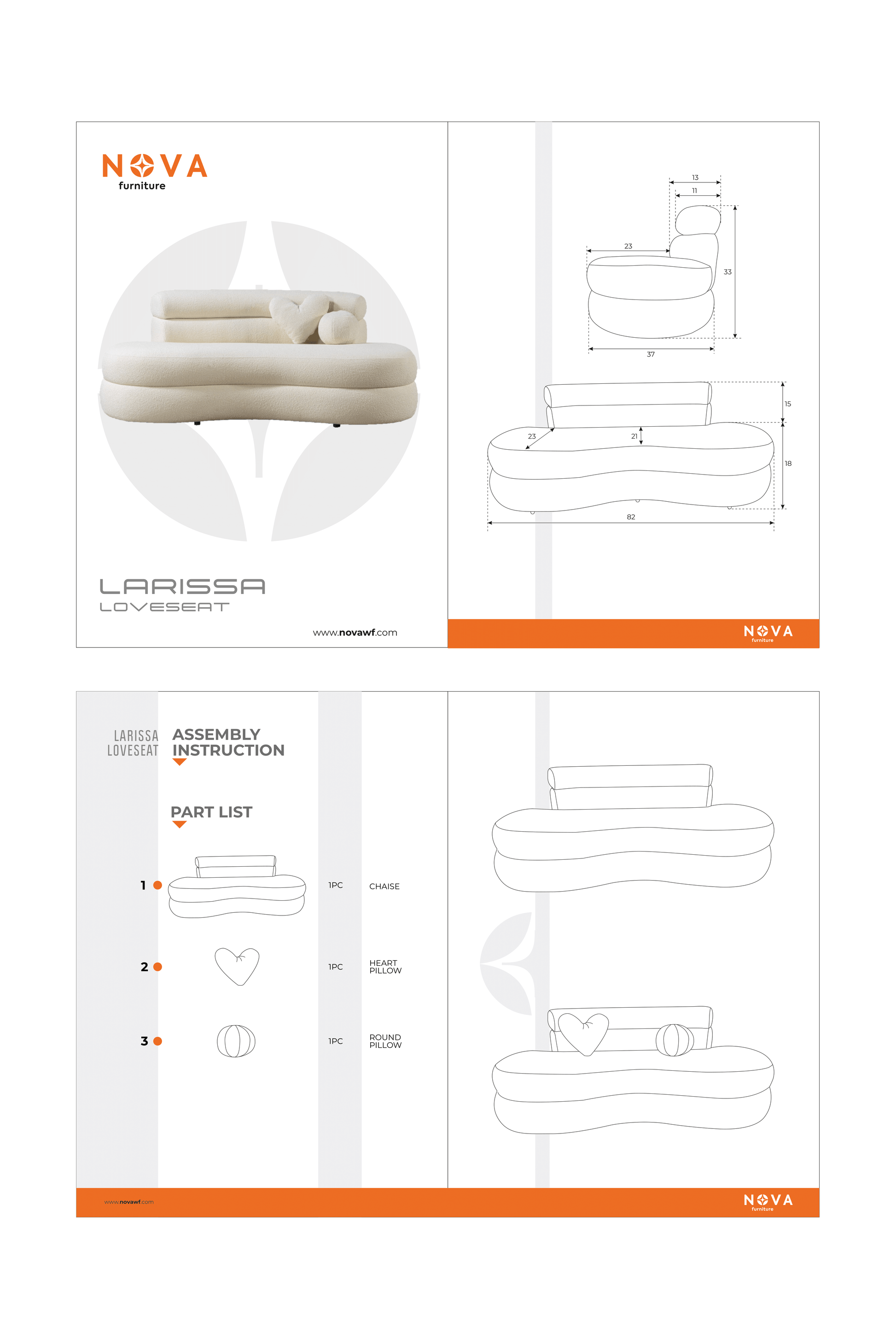 Larissa Ivory Boucle Loveseat