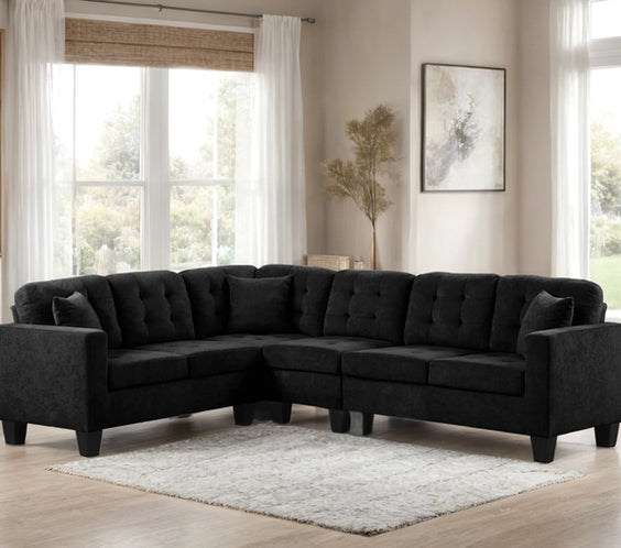 Style meets comfort with the Logan2 reversible black sectional. Adaptable layout, modern design, and plush seating—shop now at Moda Home Furniture!