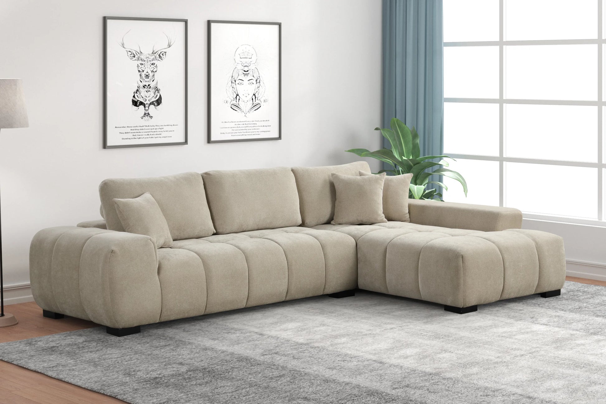 Manhattan2 Beige Sectional from Moda Home Furniture, offering spacious seating and a timeless design perfect for modern living rooms.