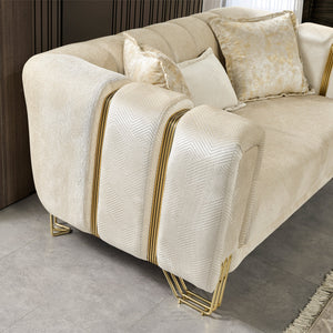 Santana Ivory Velvet Sofa [ETA: 9/10]