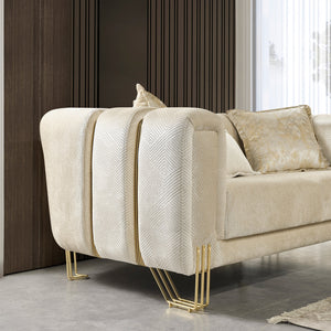 Santana Ivory Velvet Sofa [ETA: 9/10]