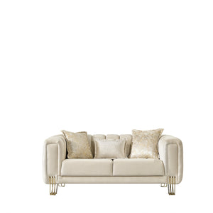 Santana Ivory Velvet Loveseat