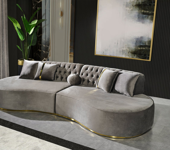 Ella Gray Velvet Curved 130
