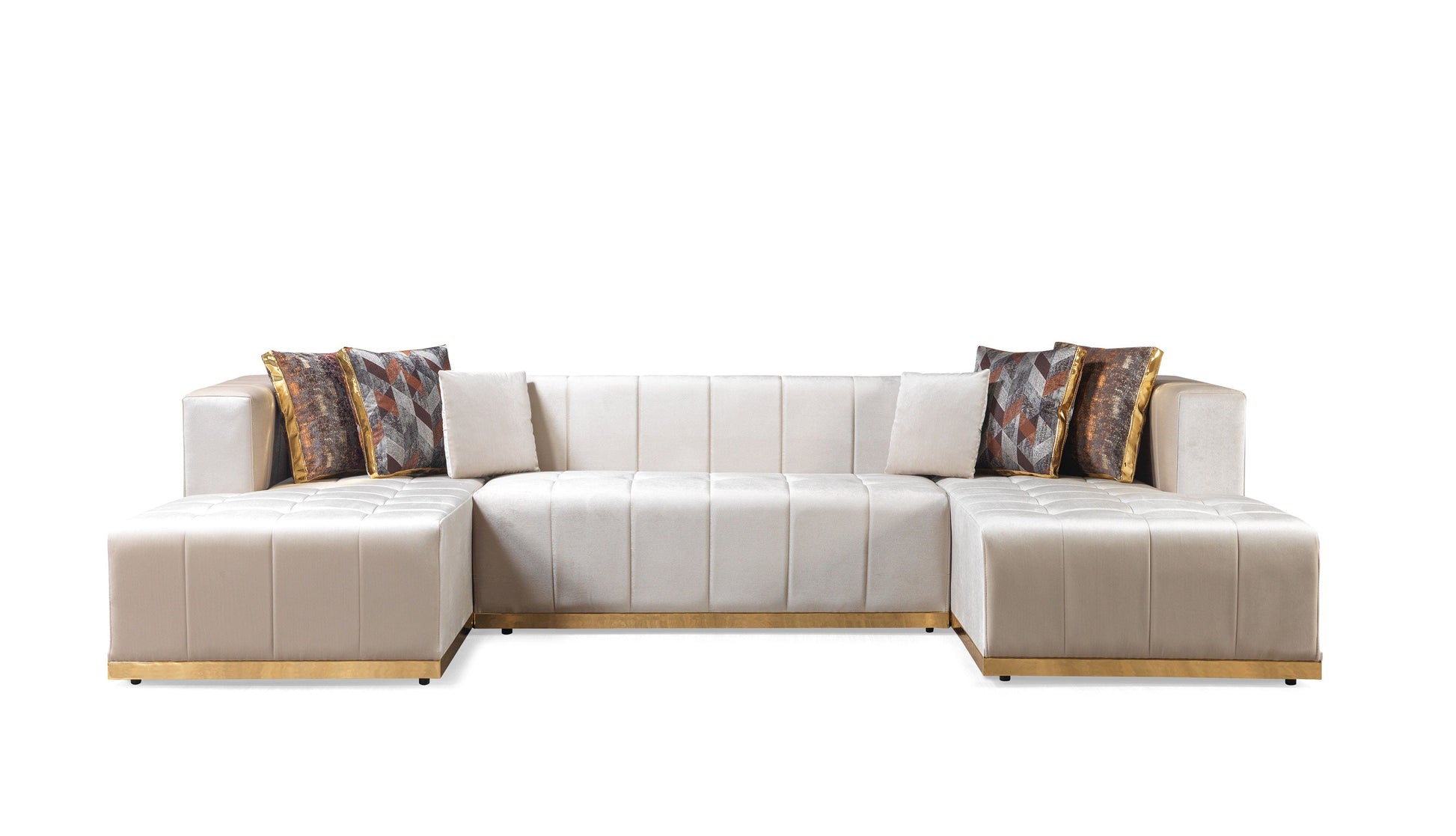 Elisha Ivory Velvet Double Chaise 140" Sectional [ETA: 9/10]