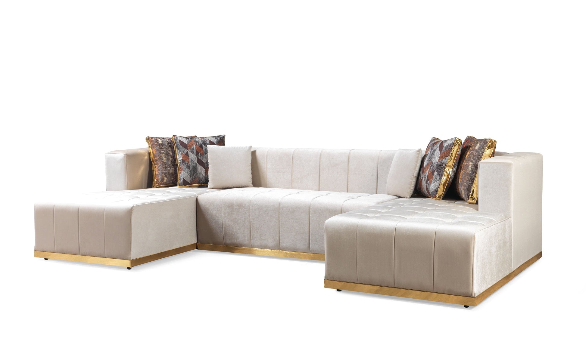 Elisha Ivory Velvet Double Chaise 140" Sectional [ETA: 9/10]