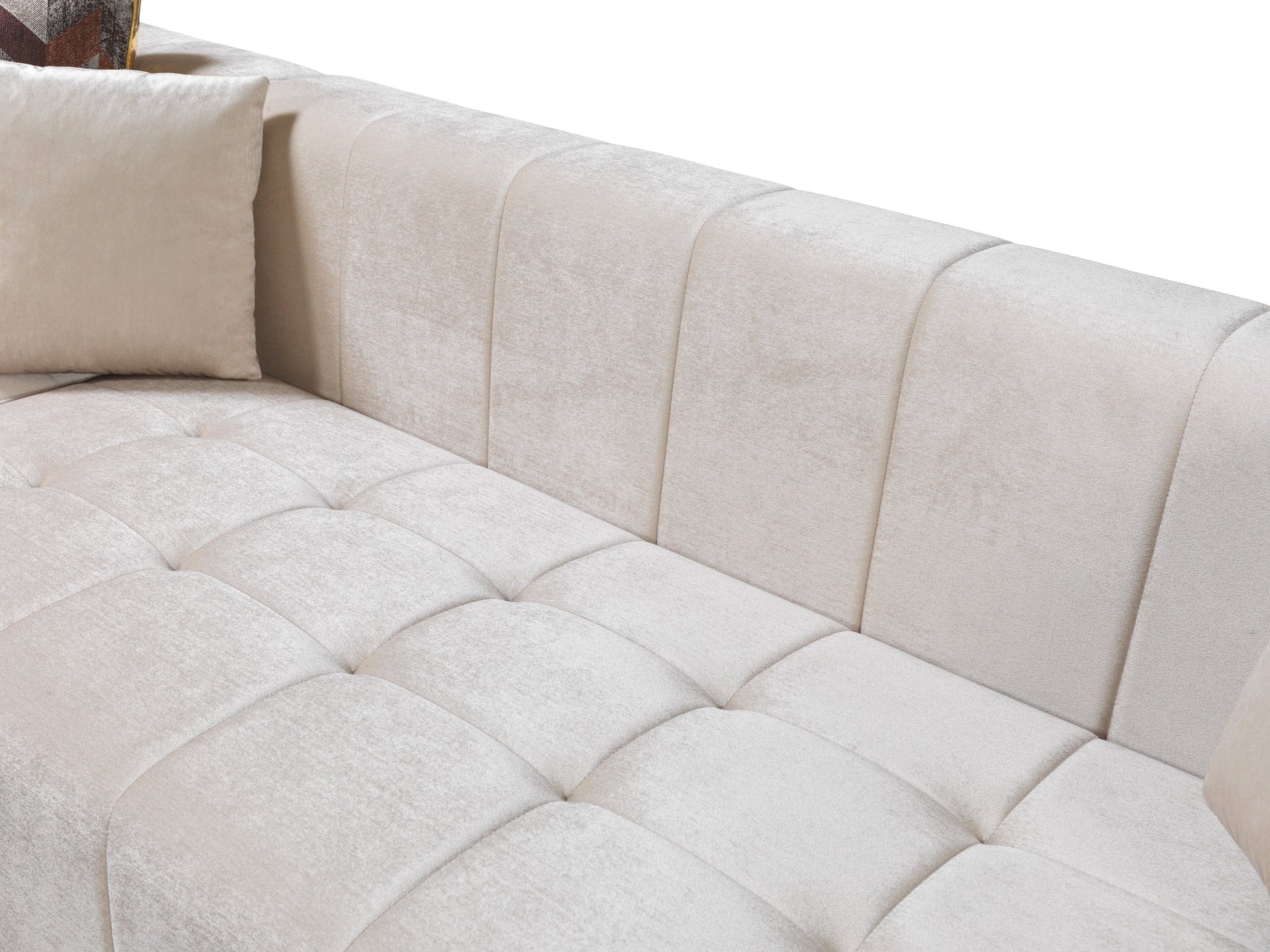 Elisha Ivory Velvet Double Chaise 140" Sectional [ETA: 9/10]