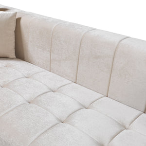 Elisha Ivory Velvet Double Chaise 140