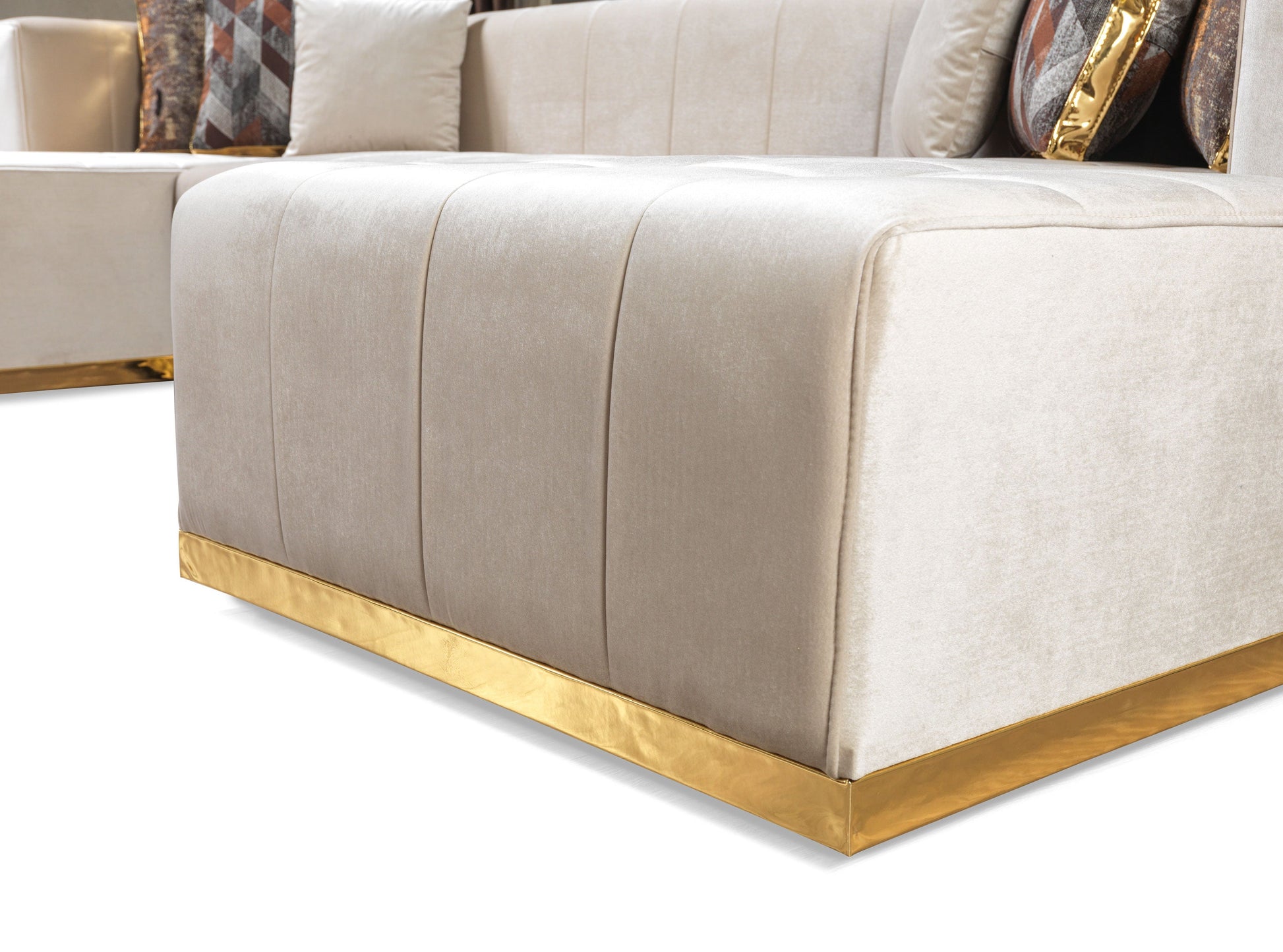 Elisha Ivory Velvet Double Chaise 140" Sectional [ETA: 9/10]