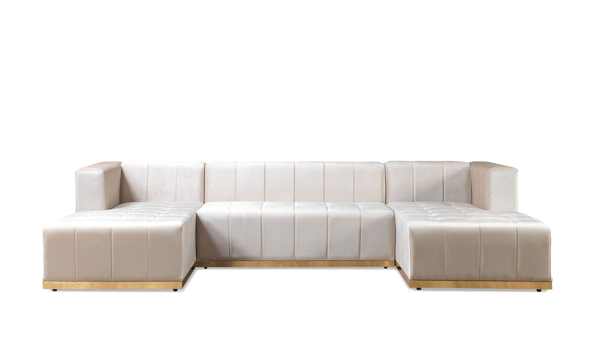 Elisha Ivory Velvet Double Chaise 140" Sectional [ETA: 9/10]