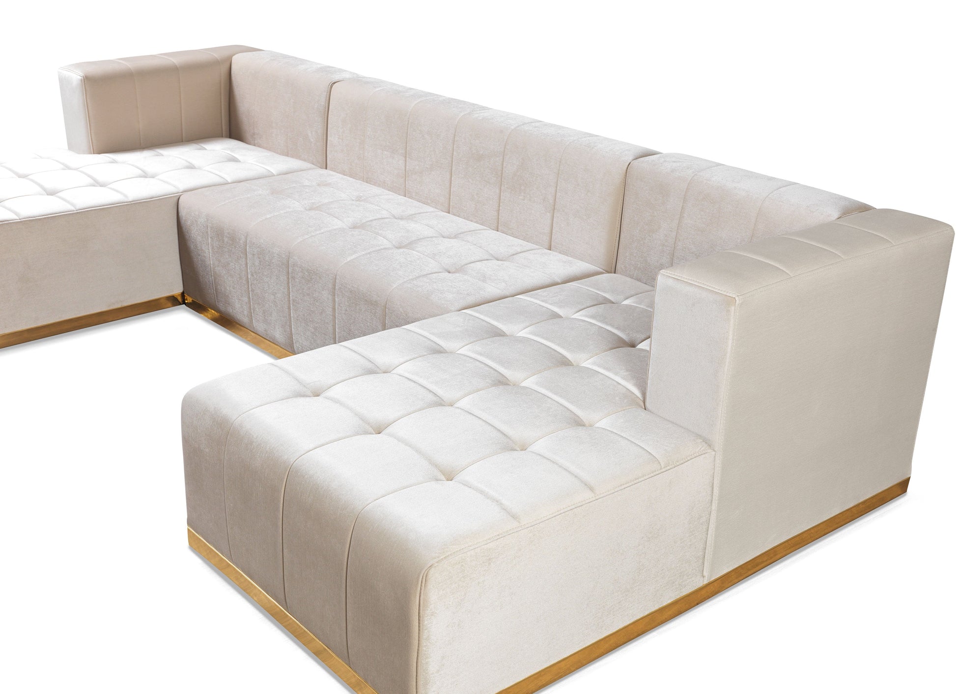 Elisha Ivory Velvet Double Chaise 140" Sectional [ETA: 9/10]