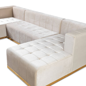 Elisha Ivory Velvet Double Chaise 140