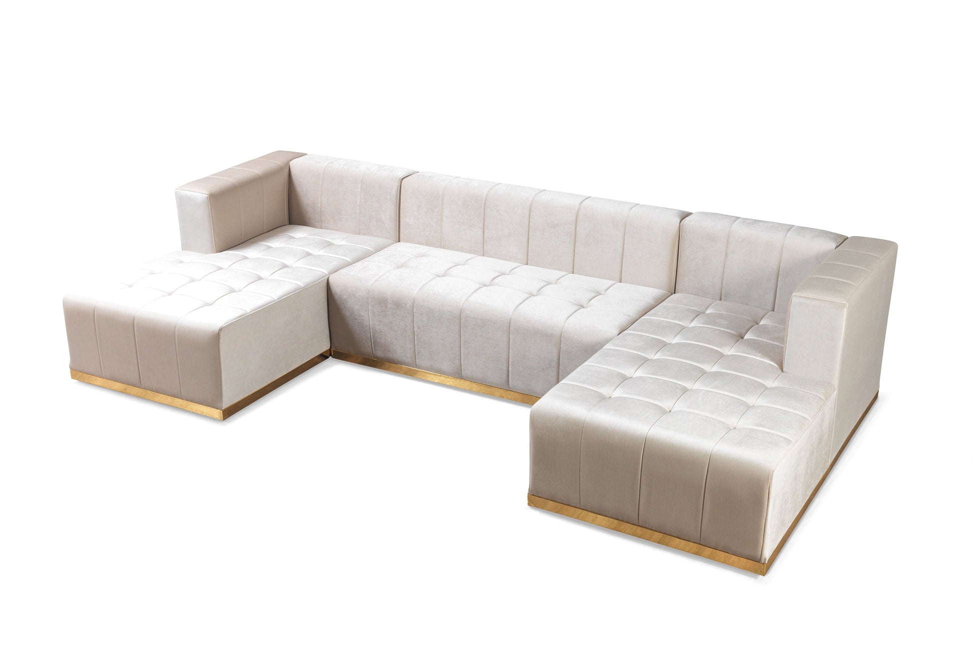 Elisha Ivory Velvet Double Chaise 140" Sectional [ETA: 9/10]