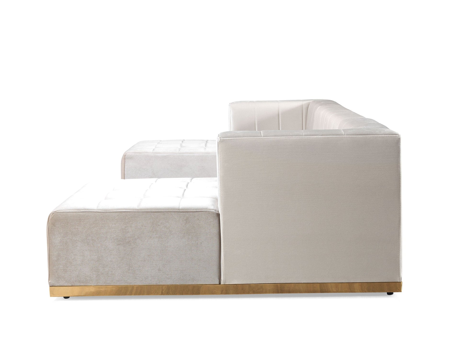 Elisha Ivory Velvet Double Chaise 140" Sectional [ETA: 9/10]