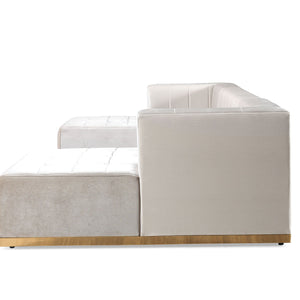 Elisha Ivory Velvet Double Chaise 140