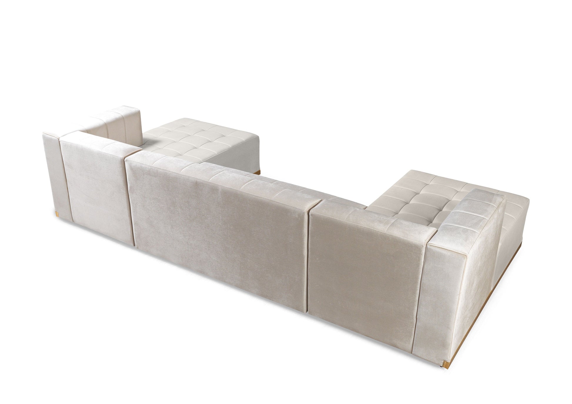 Elisha Ivory Velvet Double Chaise 140" Sectional [ETA: 9/10]