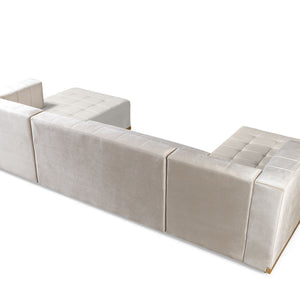 Elisha Ivory Velvet Double Chaise 140