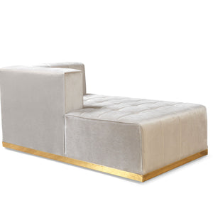 Elisha Ivory Velvet Double Chaise 140