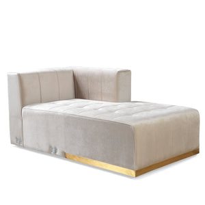 Elisha Ivory Velvet Double Chaise 140