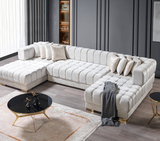 Ariana Ivory Velvet Double Chaise 138