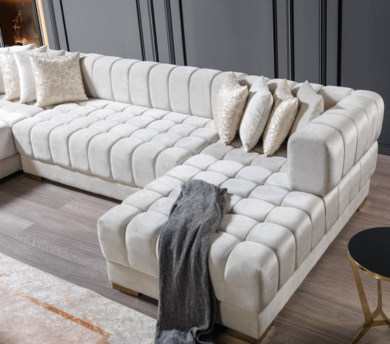 Ariana Ivory Velvet Double Chaise 138