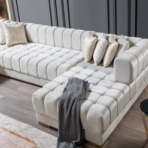 Ariana Ivory Velvet Double Chaise 138