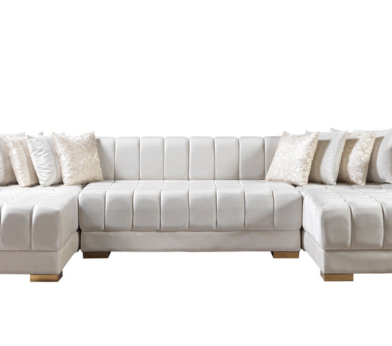 Ariana Ivory Velvet Double Chaise 138